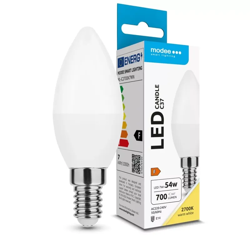 Modee Lighting LED Izzó Gyertya (Candle) 7W E14 200° 2700K (700 lumen) ERP Népszerű