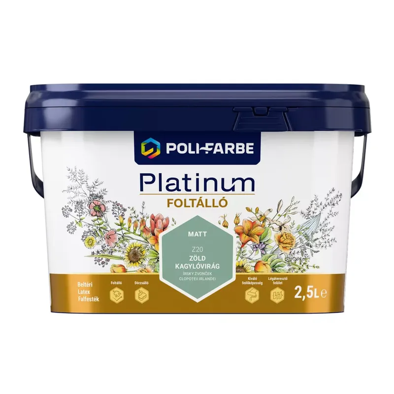 Vedd meg most Poli-Farbe Platinum Foltálló Zöld kagylóvirág Z20 2,5l beltéri latex falfesték