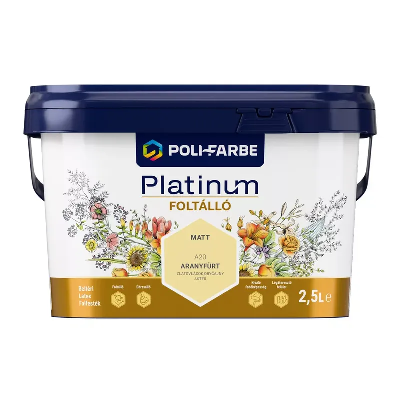 Olcsó Poli-Farbe Platinum Foltálló Aranyfürt A20 2,5l beltéri latex falfesték