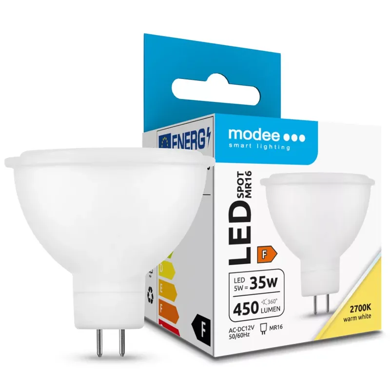 Modee Lighting LED Izzó Spot 5W MR16 12V 100° 2700K (450 lumen) ERP Biztonságos fizetés