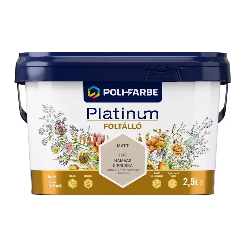 Poli-Farbe Platinum Foltálló Hamvas cipruska H40 2,5l beltéri latex falfesték Olcsóbb