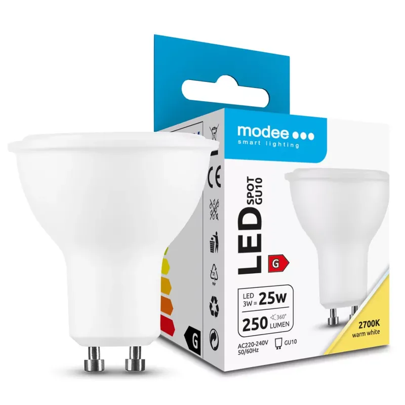 Akció Modee Lighting LED Izzó Spot Alu-Plastic 3W GU10 110° 2700K (250 lumen) ERP