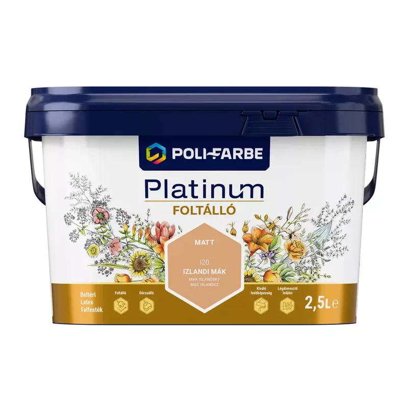 Poli-Farbe Platinum Foltálló Izlandi mák I20 2,5l beltéri latex falfesték Kedvezmény