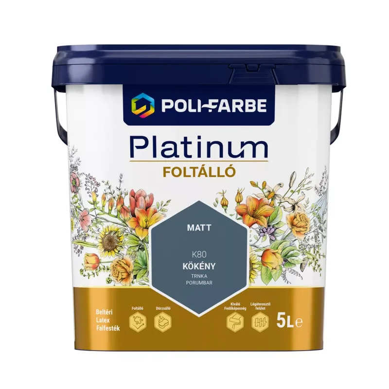 Akciós ár Poli-Farbe Platinum Foltálló Kökény K80 5l beltéri latex falfesték