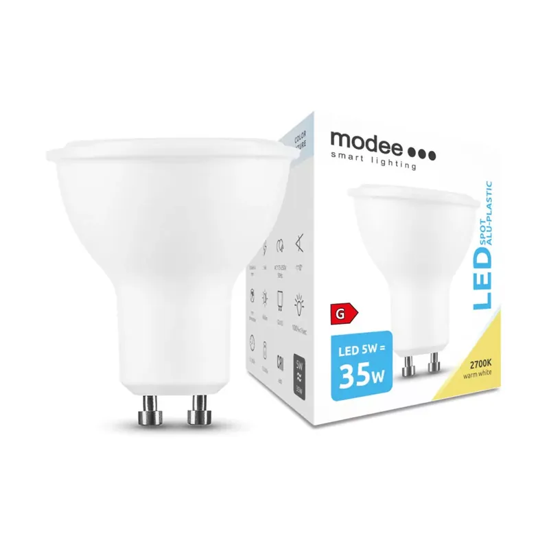 Vedd meg most Modee Lighting LED Izzó Spot Alu-Plastic 5W GU10 110° 2700K (400 lumen)