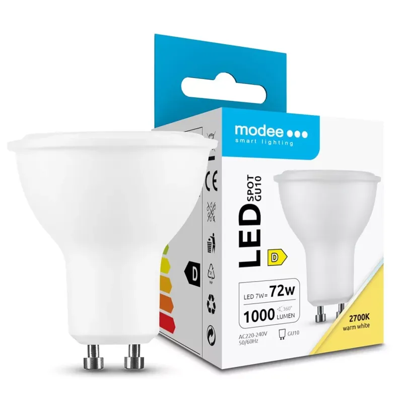 Modee Lighting LED Izzó Spot Alu-Plastic 7W GU10 100° 2700K (1000 lumen) ERP Korlátozott ajánlat