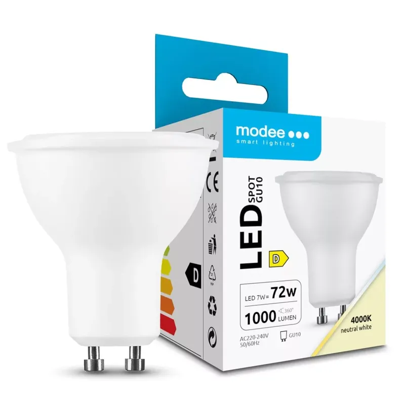 Modee Lighting LED Izzó Spot Alu-Plastic 7W GU10 100° 4000K (1000 lumen) ERP Ajánlat