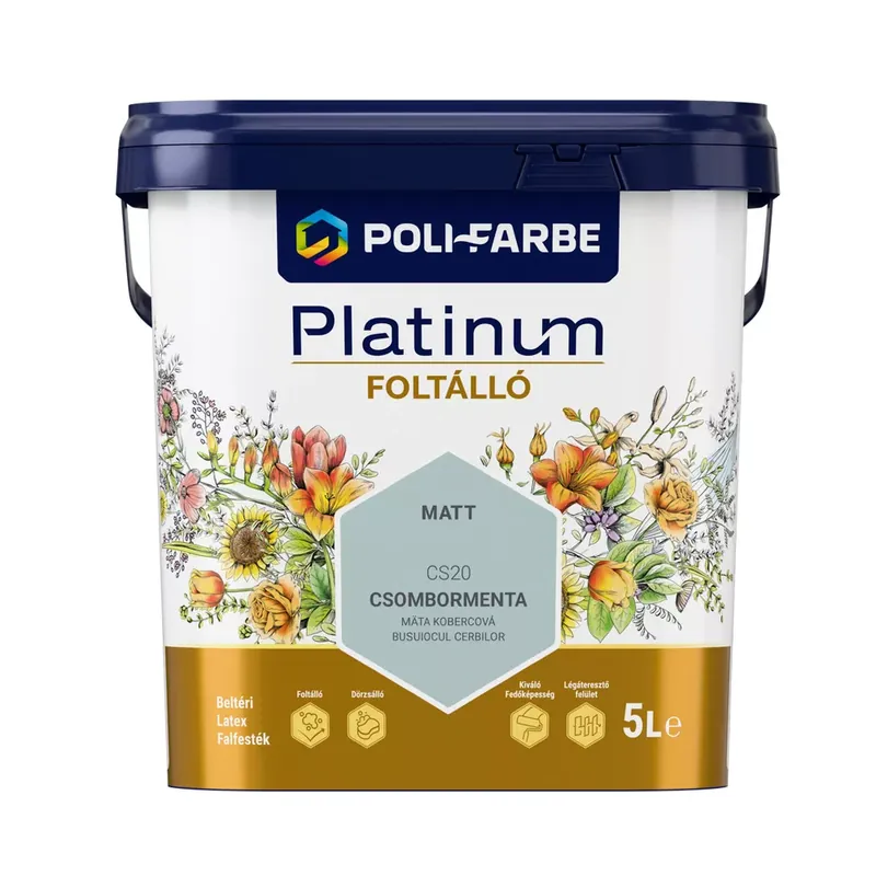 Poli-Farbe Platinum Foltálló Csombormenta CS20 5l beltéri latex falfesték Biztonságos fizetés