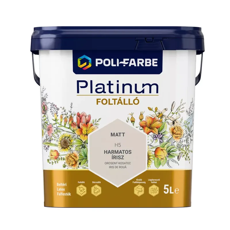 Poli-Farbe Platinum Foltálló Harmatos írisz H5 5l beltéri latex falfesték Népszerű
