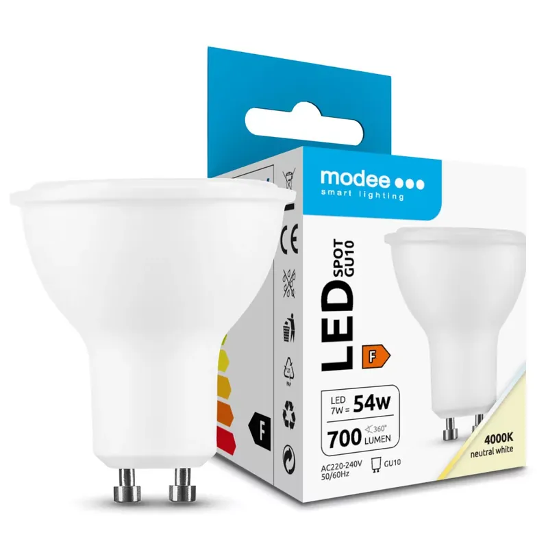 Biztonságos fizetés Modee Lighting LED Izzó Spot Alu-Plastic 7W GU10 110° 4000K (700 lumen) ERP