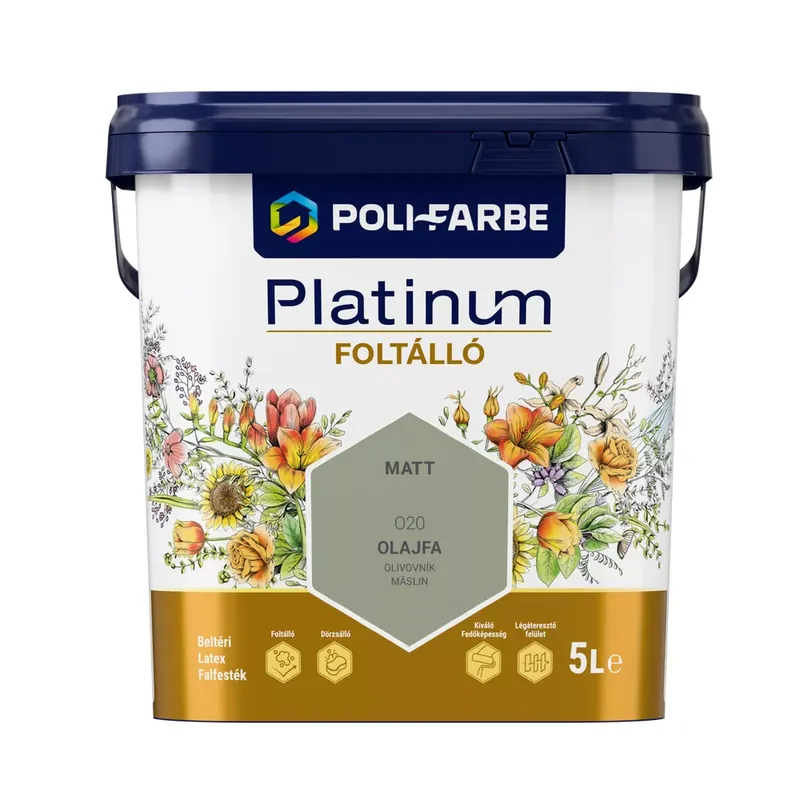 Poli-Farbe Platinum Foltálló Olajfa O20 5l beltéri latex falfesték Biztonságos fizetés