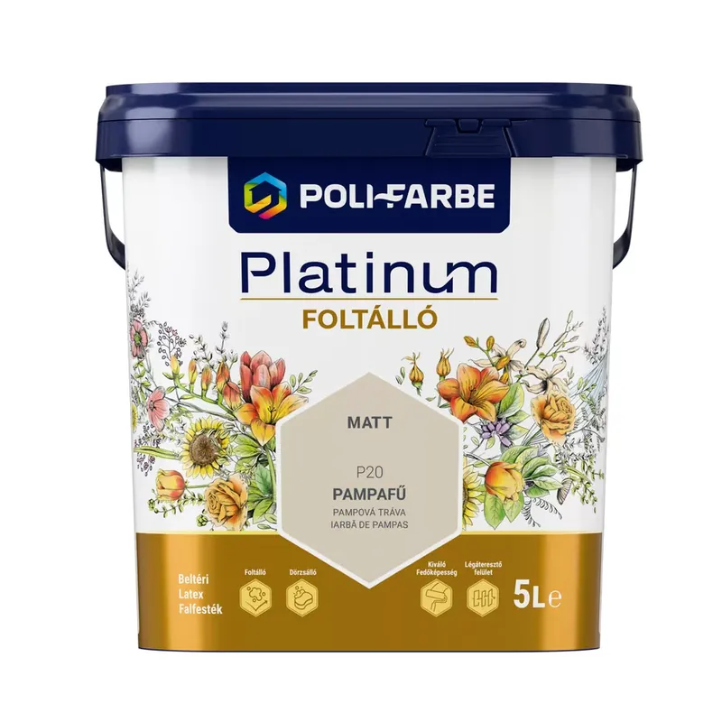 Poli-Farbe Platinum Foltálló Pampafű P20 5l beltéri latex falfesték Kiárusítás
