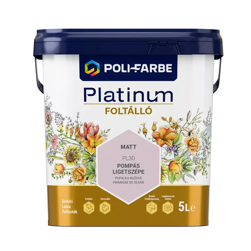 Poli-Farbe Platinum Foltálló Pompás ligetszépe PL30 5l beltéri latex falfesték Vedd meg online