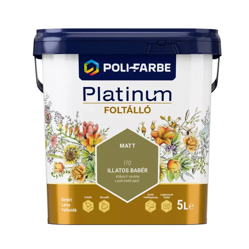 Olcsóbb Poli-Farbe Platinum Foltálló Illatos babér I70 5l beltéri latex falfesték