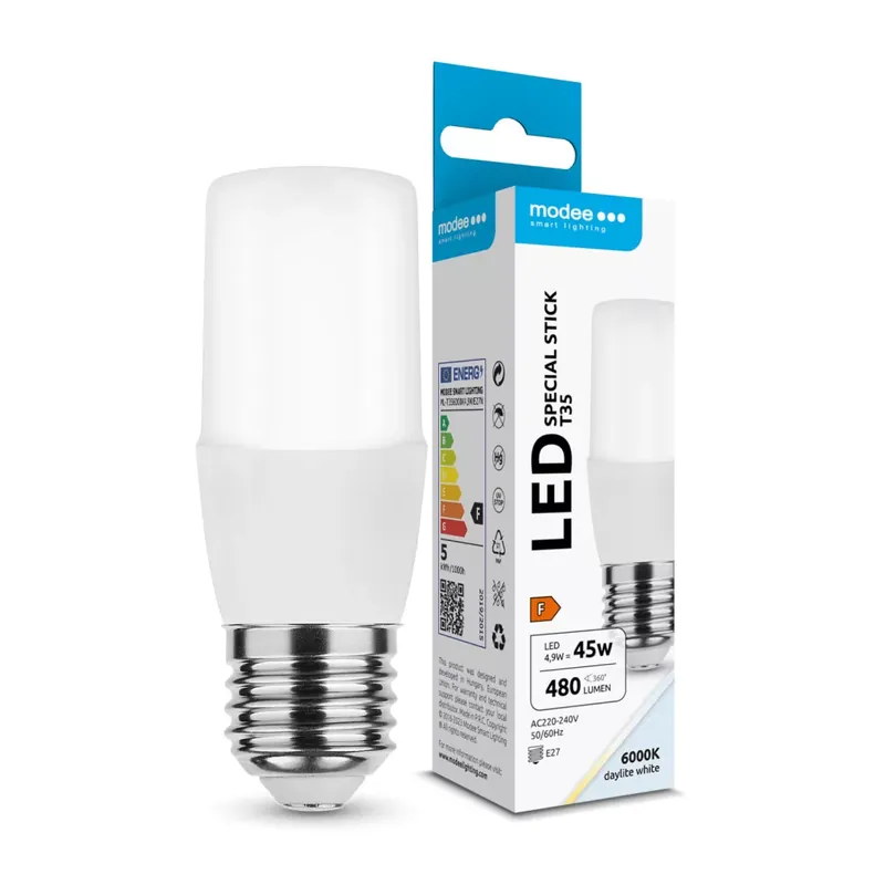 Legnépszerűbb Modee Lighting LED Special Stick T35 4,9W E27 270° 6000K (480 lumen) ERP