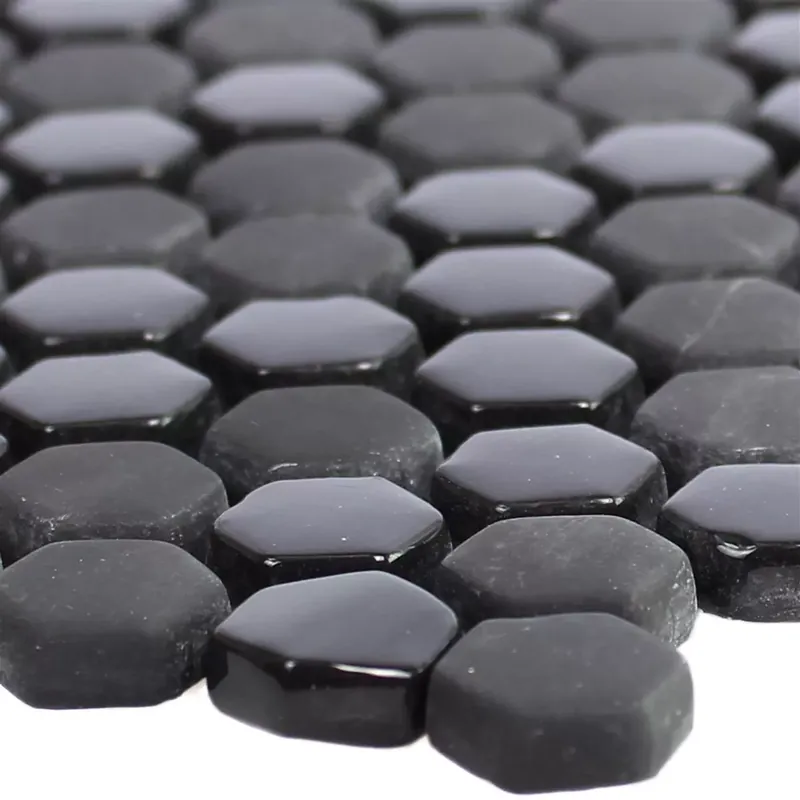 Üvegmozaik Csempék Brockway Hatszög Eco Fekete Árengedmény