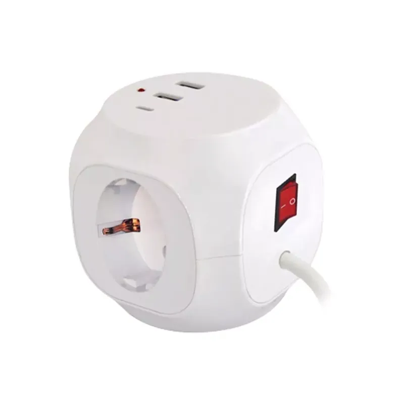 Szuper akció Technik Professional Elosztó Kocka 3 utas 1,5m kábel (1,5mm2) + USB C/A 16A