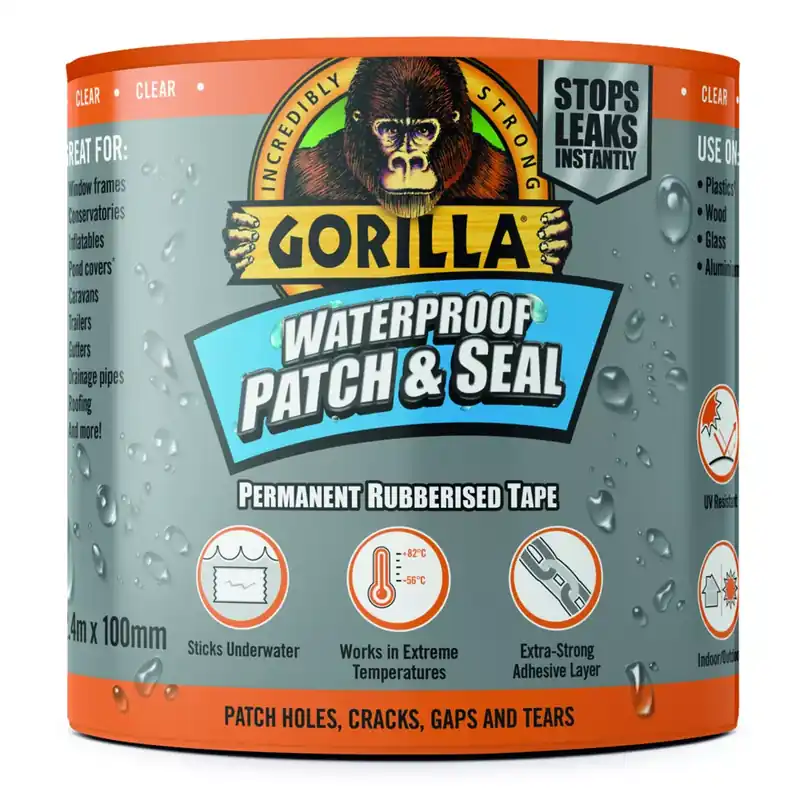 Vedd meg most Gorilla WATERPROOF PATCH & SEAL TAPE CLEAR átlátszó 2,4m x 100mm Vízálló Foltozó és Tömítő Ragasztószalag