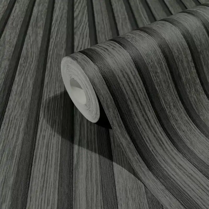 Prémium Csíkos fekete vlies tapéta MARBURG/WOOD&STONES 33961