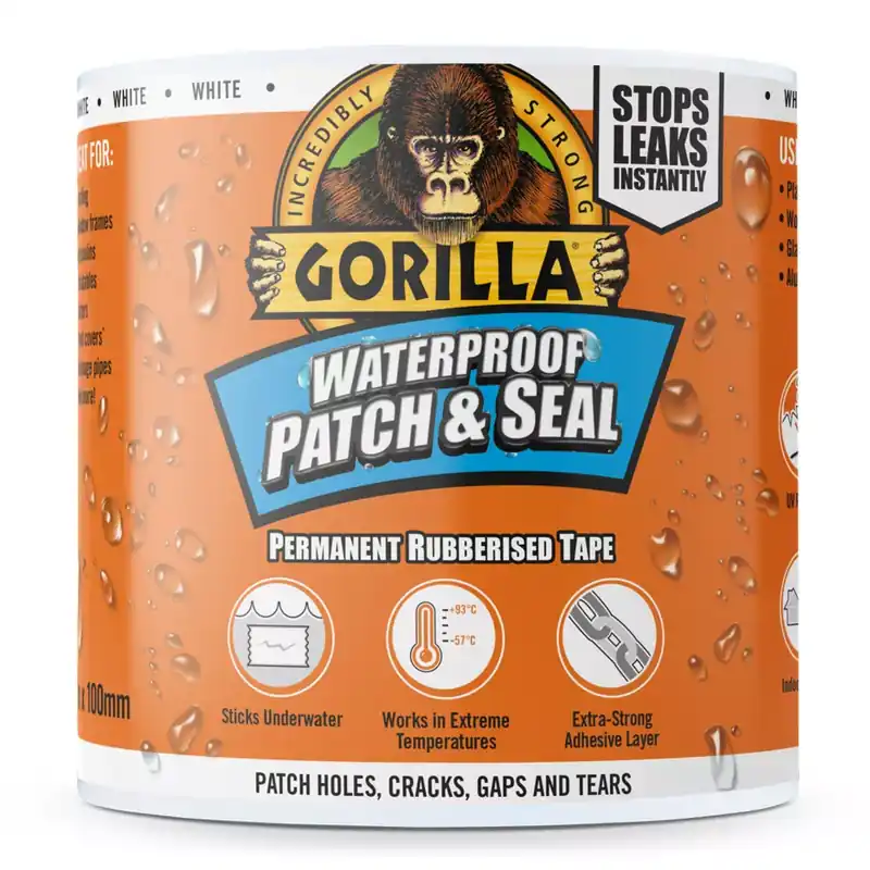 Gorilla WATERPROOF PATCH & SEAL TAPE Fehér 3m x 100mm Vízálló Foltozó és Tömítő Ragasztószalag Legkelendőbb