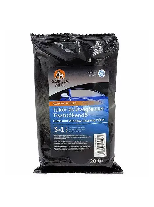 Vedd meg online Gorilla Wipes tükör és üvegfelület tisztítókendő 30db/csomag