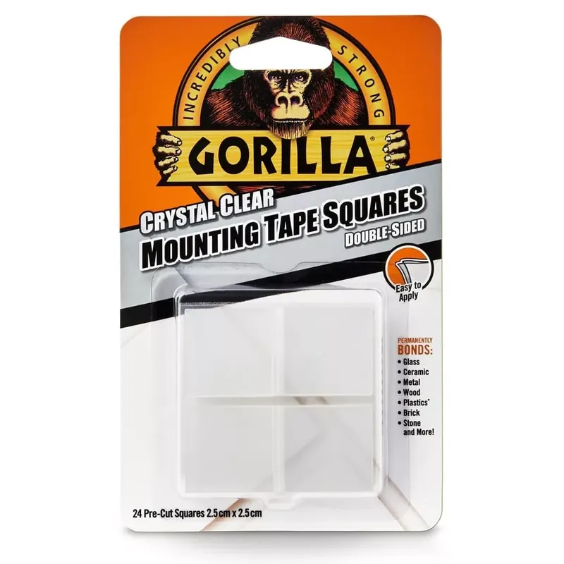 Gorilla Mounting Clear Tape Squares Kristálytiszta Kétoldalas Ragasztószalag 2,5cm-es négyzetek 24db/csomag Biztonságos fizetés