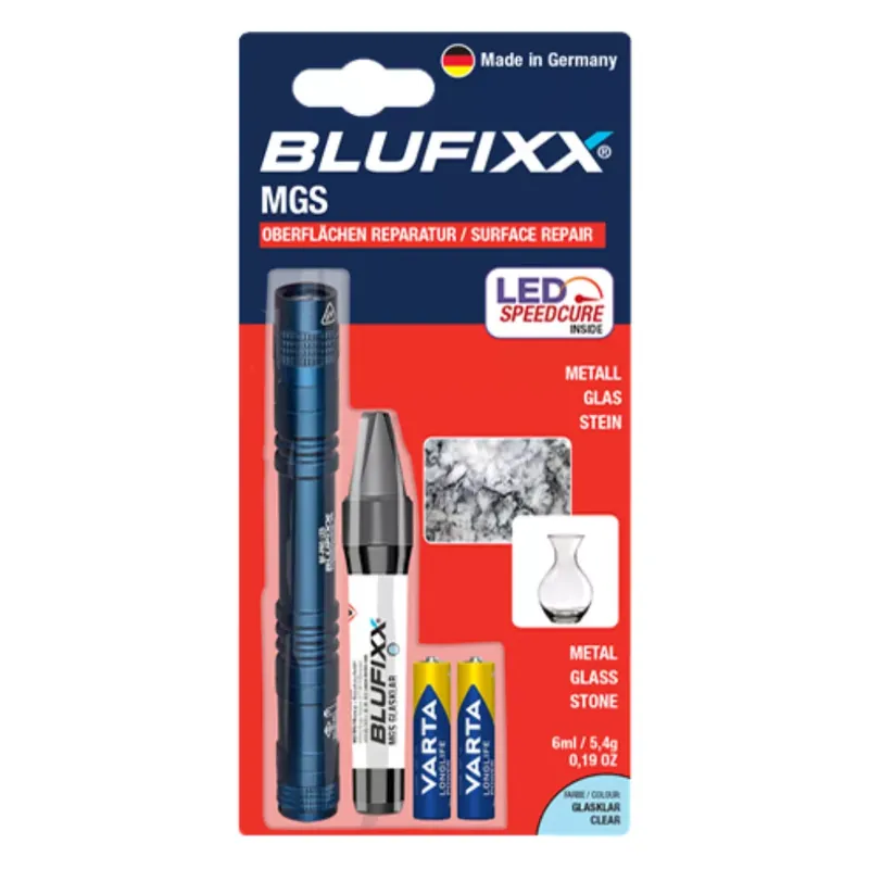 Végkiárusítás Blufixx MGS fényre megkeményedő javító gél szett - fém,üveg és kő anyagokhoz 6 ml