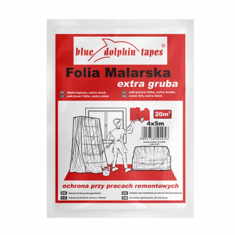 Blue Dolphin Extra Vastag Létrázható Takarófólia 50 mikron – 4 m × 5 m Expressz szállítás