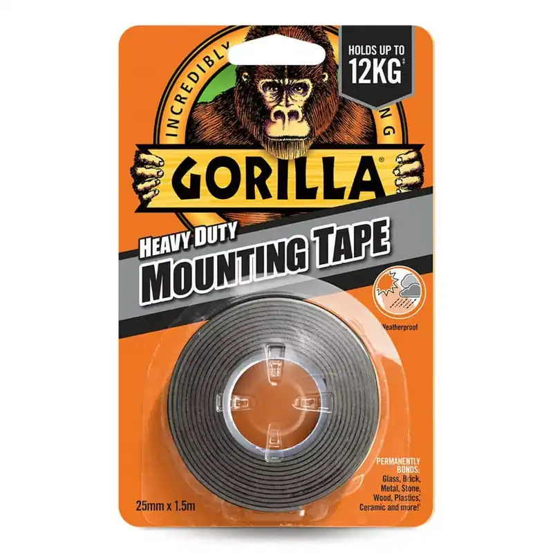 Vedd meg online Gorilla Heavy Duty Mounting Black Tape Fekete Kétoldalas Ragasztószalag Kültérre is 2,54cm x 1,52m