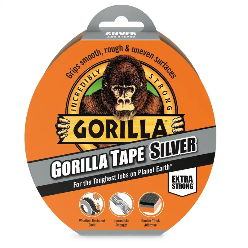 Gorilla Tape Silver 32m x 48mm Szürke Extra Erős Ragasztószalag Expressz szállítás