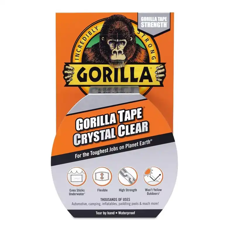 Vásárlói kedvenc Gorilla Tape CRYSTAL CLEAR Repair 8,2m x 48mm Vízálló Kristálytiszta Javítószalag