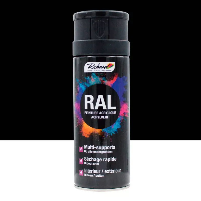 RICHARD Oldószeres AKRIL FESTÉK SPRAY RAL9005 Fényes Mélyfekete Expressz kézbesítés