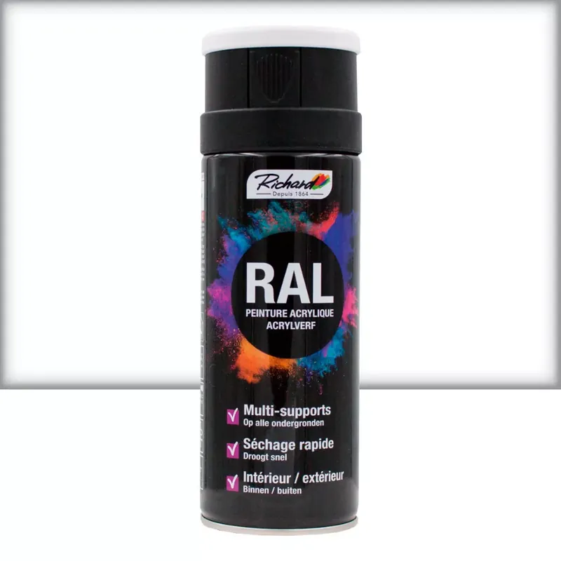 RICHARD Oldószeres AKRIL FESTÉK SPRAY RAL9010 Fényes Tiszta Fehér Szezonális akció