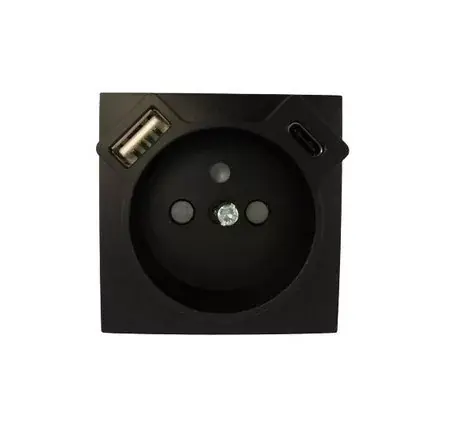 Azonnali szállítás 90650 TPM - Fedlap Francia dugalj + USB-A + USB-C aljzathoz, fekete