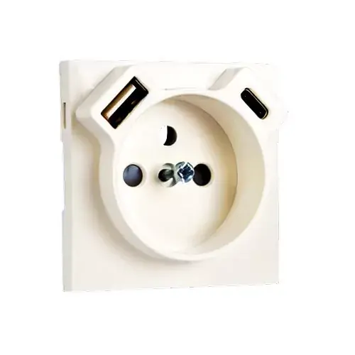 Kedvezmény 90650 TPE - Fedlap Francia dugalj + USB-A + USB-C aljzathoz, gyöngyház