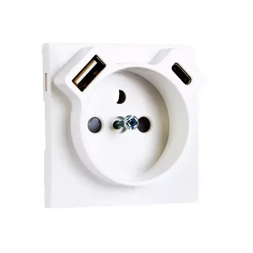 90650 TBR - Fedlap Francia dugalj + USB-A + USB-C aljzathoz, fehér Korlátozott ajánlat