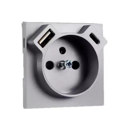 Biztonságos vásárlás 90650 TAL - Fedlap Francia dugalj + USB-A + USB-C aljzathoz, alumínium