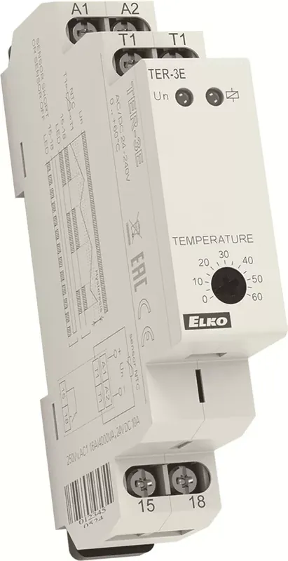 TER-3E - Termosztát, 0.. +60 C, fix hiszterézis Végkiárusítás