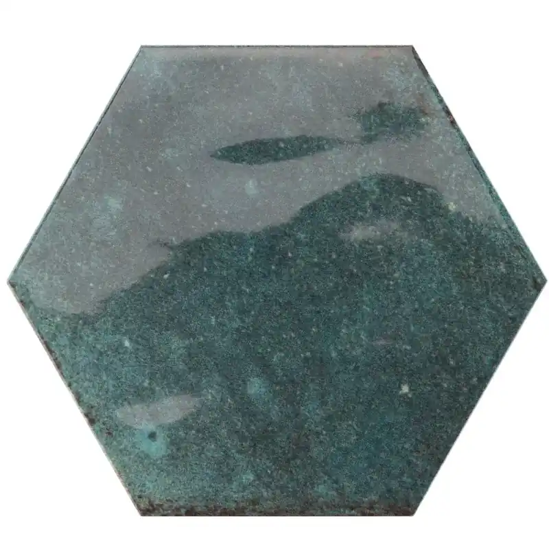 Árengedmény Fali Csempe Arosa Csillogó Hullámos Hatszög Csendes-Óceáni Kék 17,3x15cm