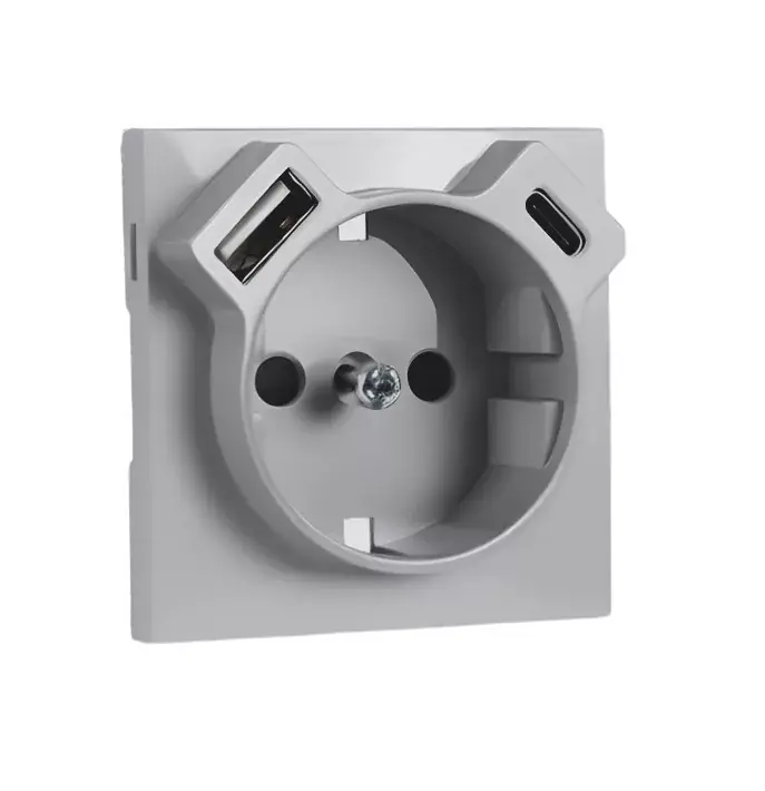 90630 TAL - Fedlap Schuko + USB-A + USB-C aljzathoz, alumínium Azonnal elérhető