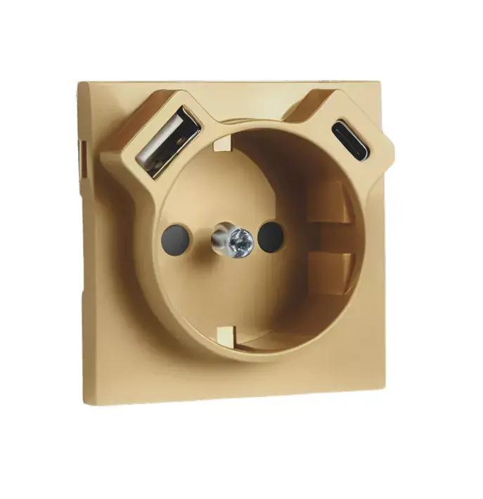 90630 TDU - Fedlap Schuko + USB-A + USB-C aljzathoz, arany Vedd meg most