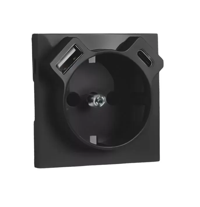 Outlet 90630 TPM - Fedlap Schuko + USB-A + USB-C aljzathoz, fekete