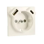 90630 TMF - Fedlap Schuko + USB-A + USB-C aljzathoz, elefántcsont Expressz kézbesítés