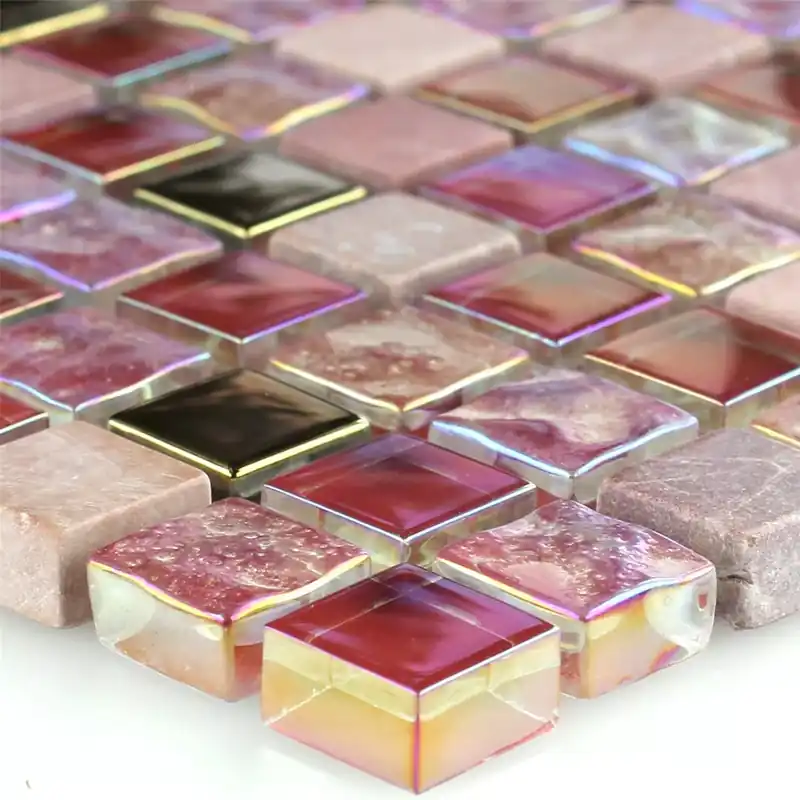 Muster Glas Naturstein Mosaikfliesen Meramec Rot Rosa Gold Vedd meg online