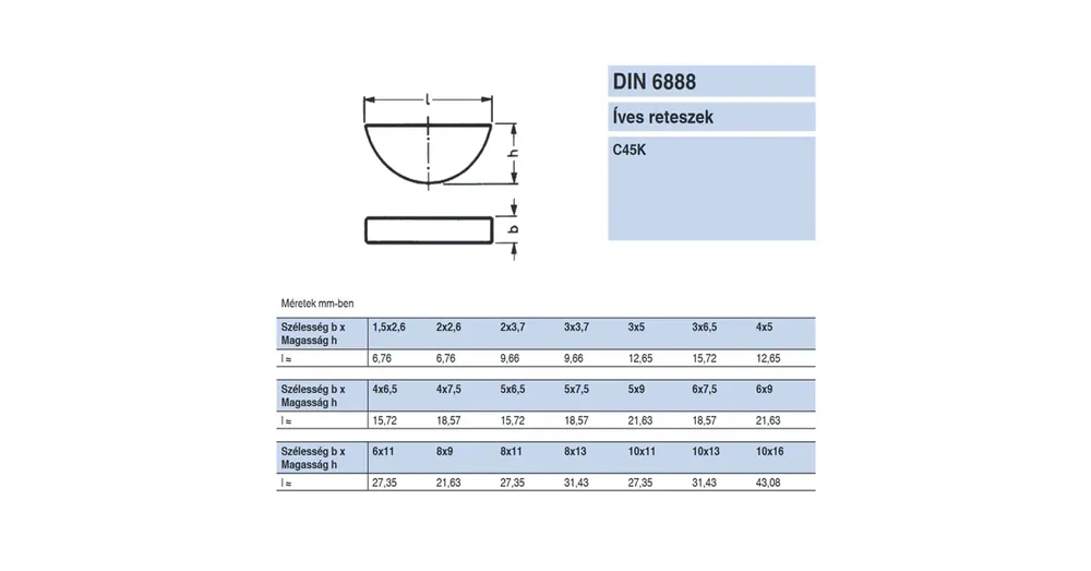 Ajánlat RETESZ ÍVES 03*3,7(9,66HOSSZ) DIN 6888A SIKLÓRETESZ IMPORT
