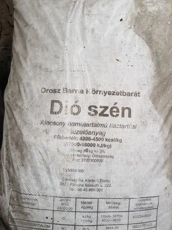 Orosz barna szén - dió 30 kg/zsák Akciós ár