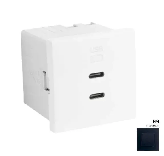 45382_SPM dupla USB töltő (2x USB-C), matt fekete Népszerű