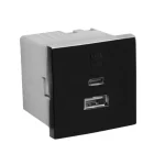 45381_SPM dupla USB töltő (USB-A + USB-C), matt fekete Gyors szállítás