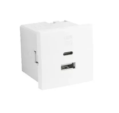 45381_SBR dupla USB töltő (USB-A + USB-C), fehér Szuper akció