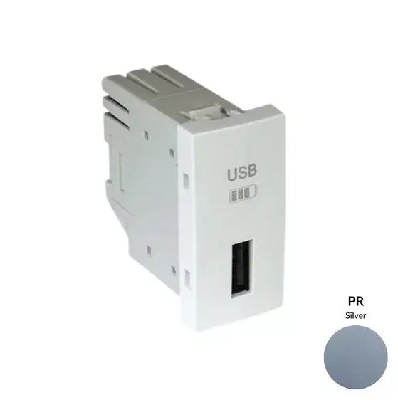 45383_SPR USB-A töltő, ezüst - 1 modul Biztonságos fizetés